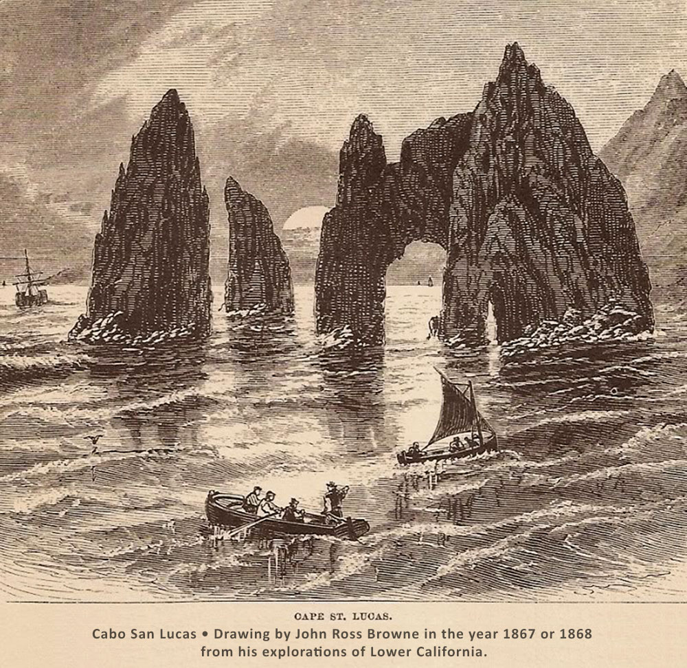 Cabo San Lucas • Drawing by John Ross Browne in the year 1867 or 1868  from his explorations of Lower California.