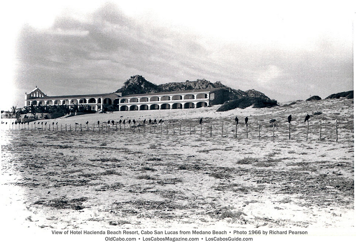 View of Hotel Hacienda Beach Resort, Cabo San Lucas from Medano Beach • Photo 1966 by Richard Pearson