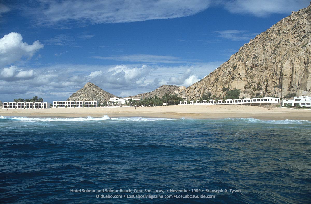 Hotel Solmar and Solmar Beach, on the Pacific Ocean in Cabo San Lucas, Photo November 1989 by Joseph A. Tyson.