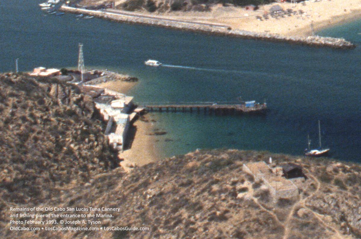 The old Cabo San Lucas tuna cannery and fishing pier. Photo February 1993 by Joseph A. Tyson.