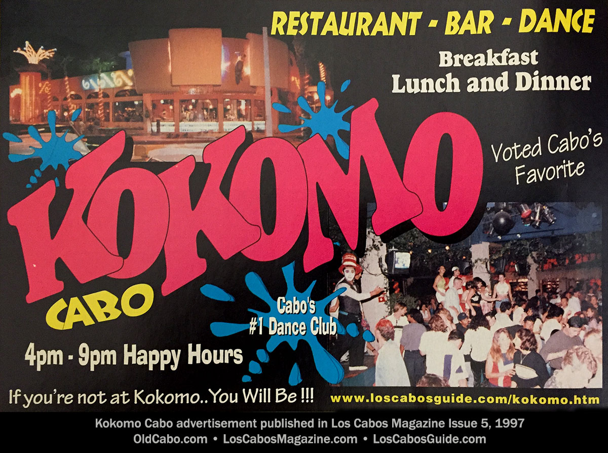 Kokomo Cabo advertisement published in Los Cabos Magazine Issue 5, 1997-98. 