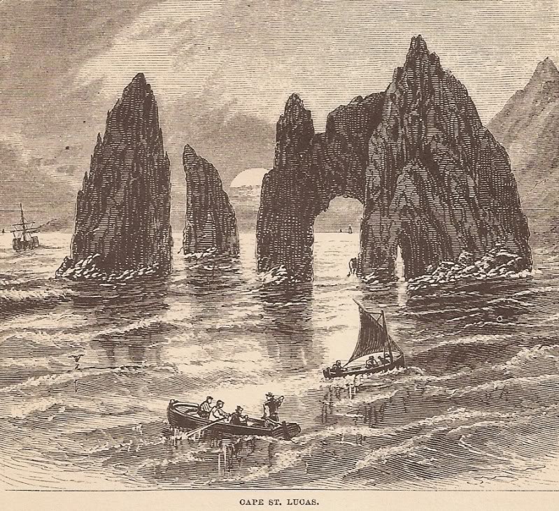 Sketch of the rock formations at Cabo San Lucas by John Ross Browne