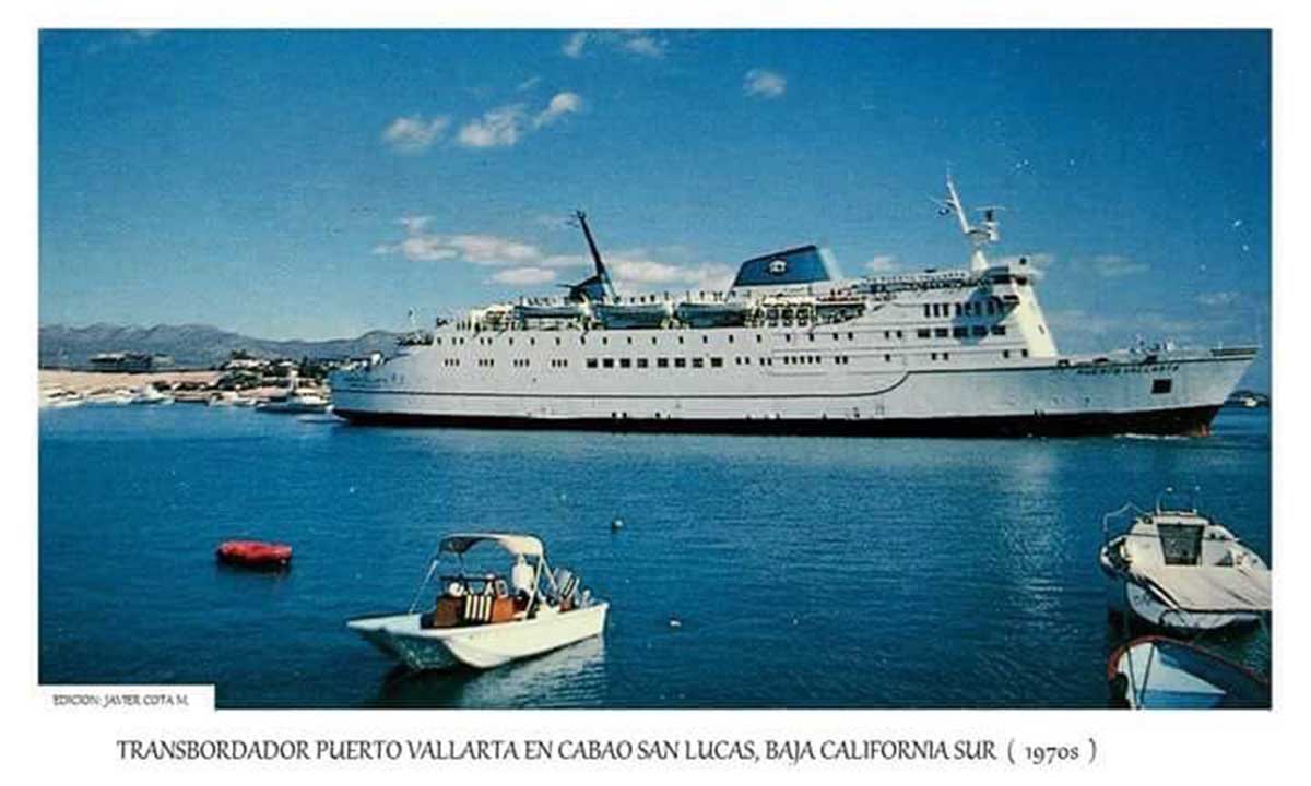 Cruise ship Puerto Vallarta in Cabo San Lucas Bay c1970s Photo Javier Cota
